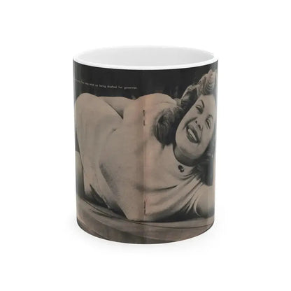 Cleo Moore #126 - Show Pocket Mag. '55 - B&W Centerfold Photo (Vintage Female Icon) White Coffee Mug 11oz - Go Mug Yourself