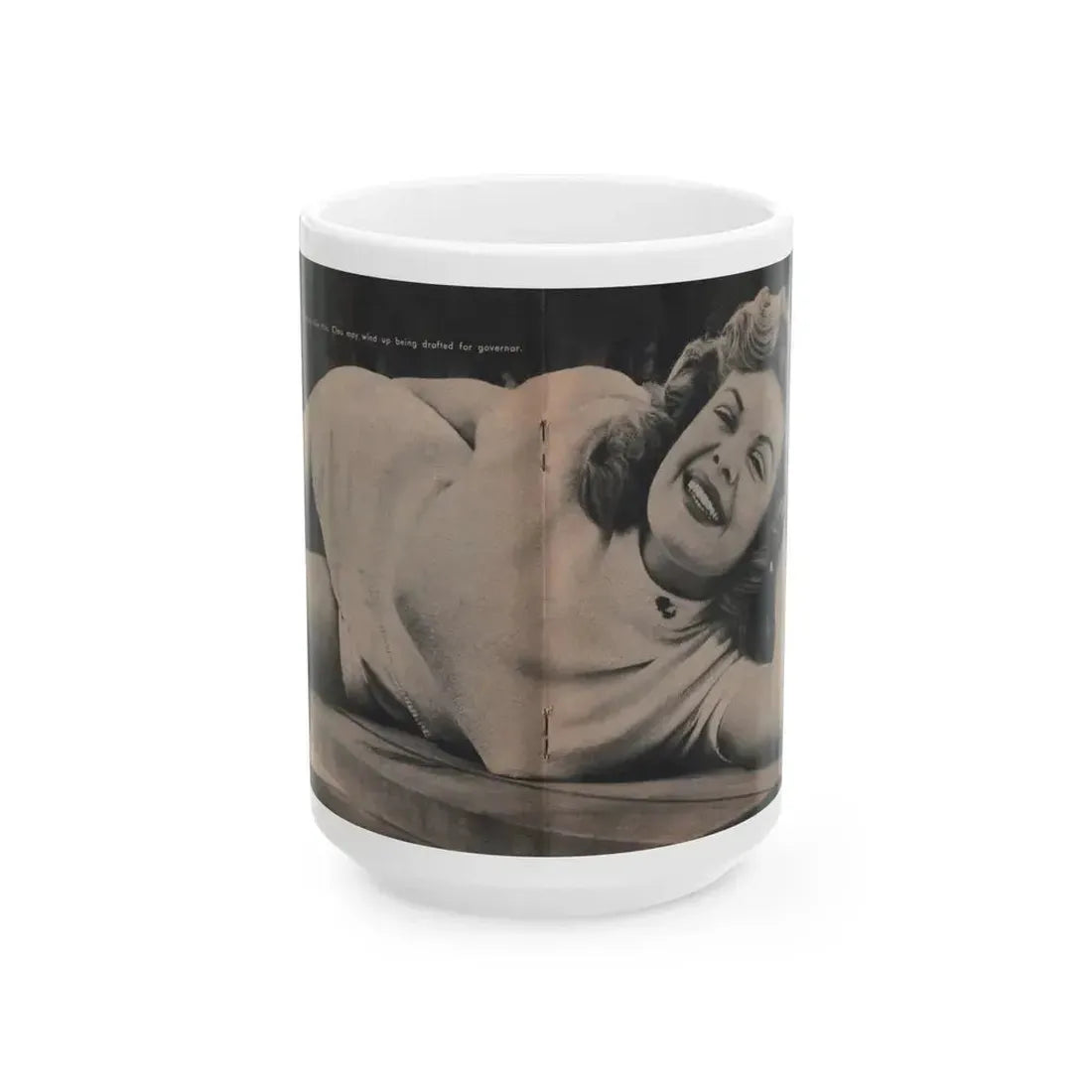 Cleo Moore #126 - Show Pocket Mag. '55 - B&W Centerfold Photo (Vintage Female Icon) White Coffee Mug 15oz - Go Mug Yourself