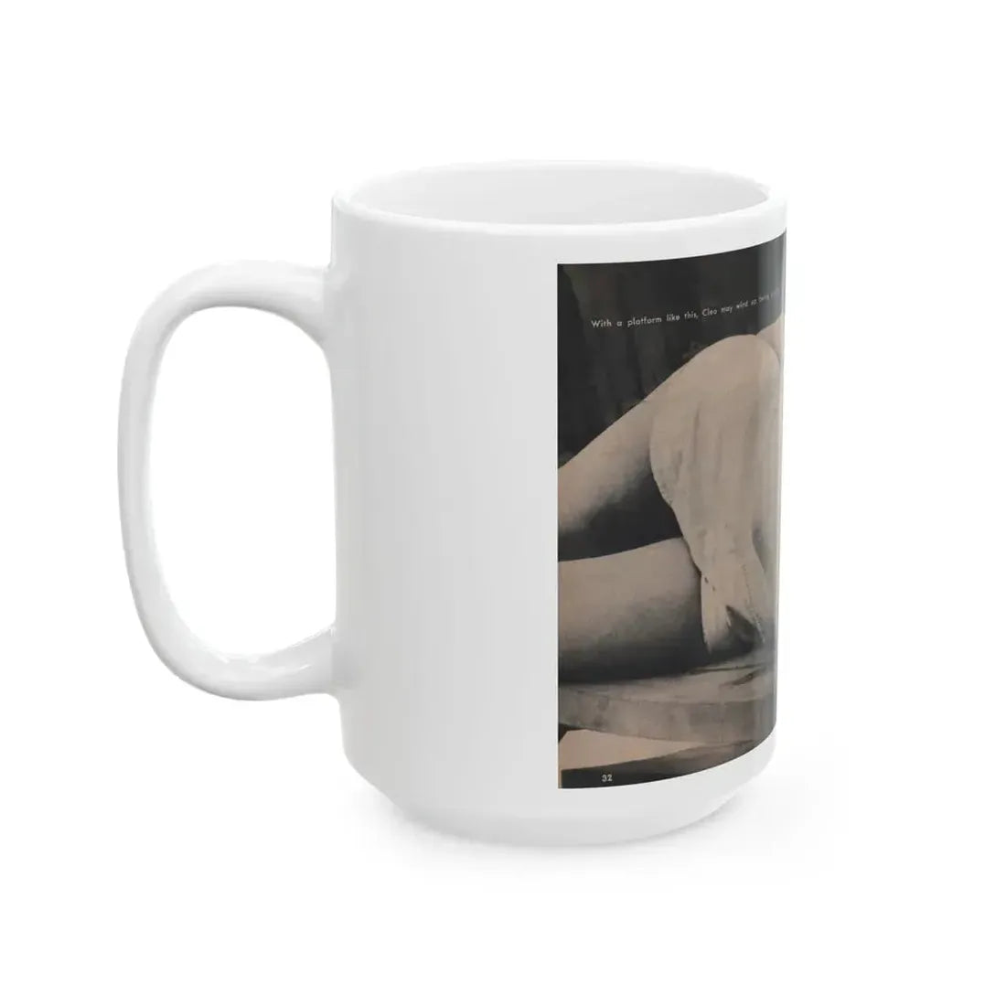 Cleo Moore #126 - Show Pocket Mag. '55 - B&W Centerfold Photo (Vintage Female Icon) White Coffee Mug - Go Mug Yourself