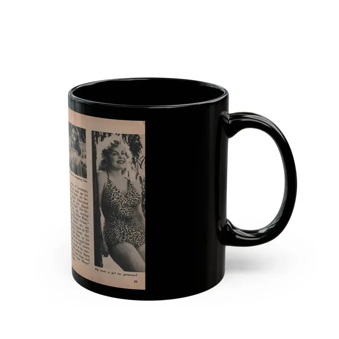Cleo Moore #127 - Show Pocket Mag. '55 - 3 B&W Photos & Article (Vintage Female Icon) Black Coffee Mug - Go Mug Yourself