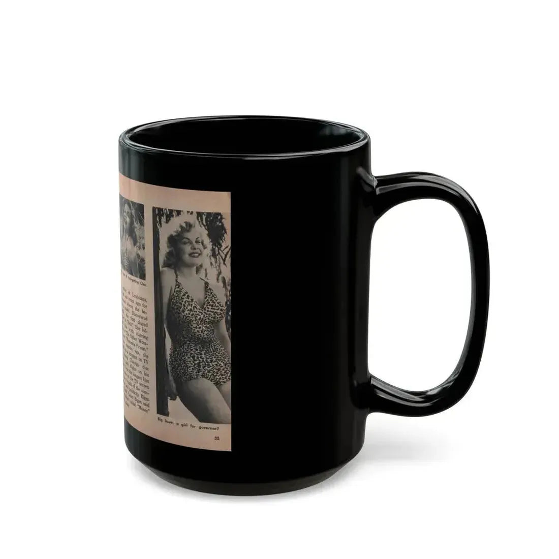 Cleo Moore #127 - Show Pocket Mag. '55 - 3 B&W Photos & Article (Vintage Female Icon) Black Coffee Mug - Go Mug Yourself