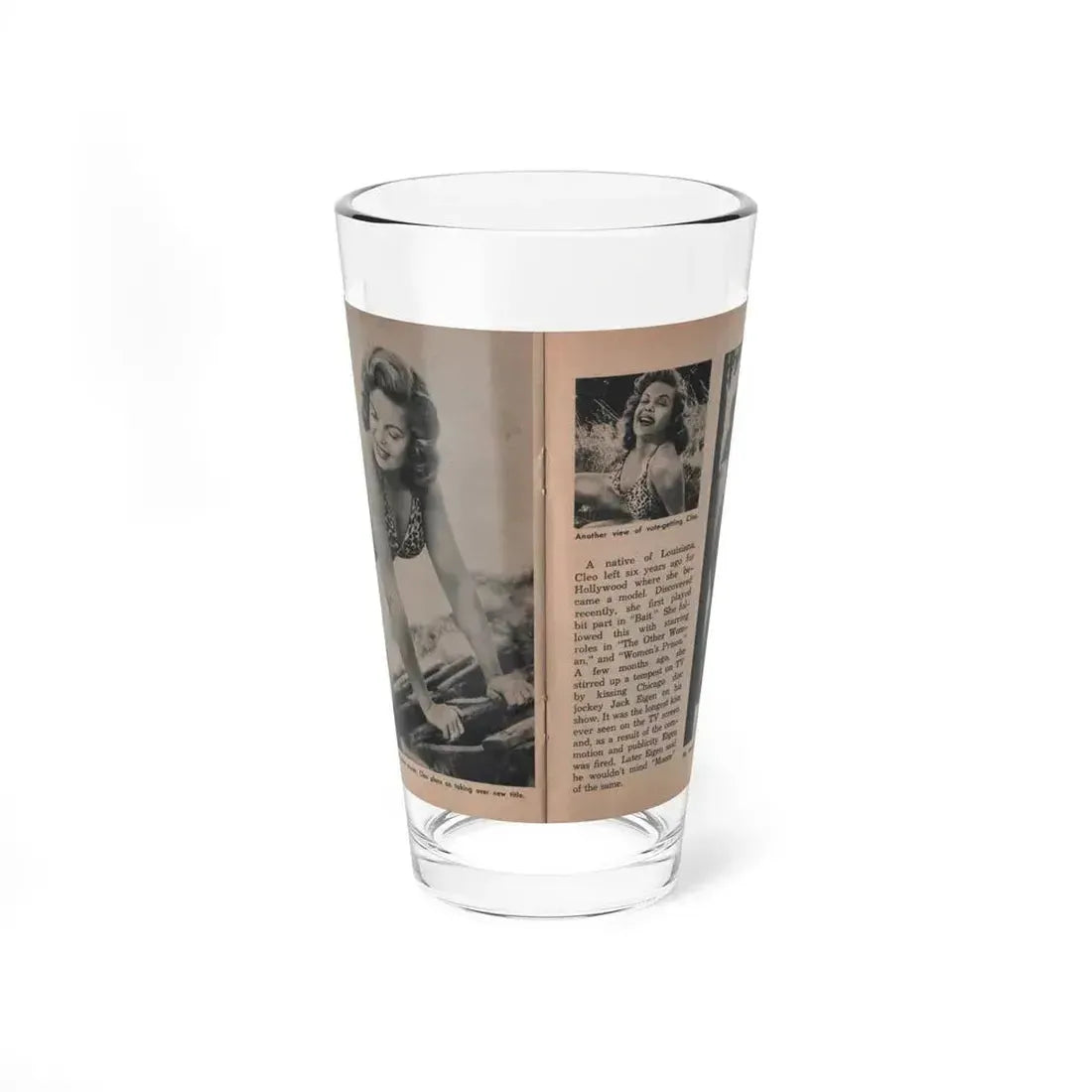 Cleo Moore #127 - Show Pocket Mag. '55 - 3 B&W Photos & Article (Vintage Female Icon) Pint Glass 16oz 16oz - Go Mug Yourself
