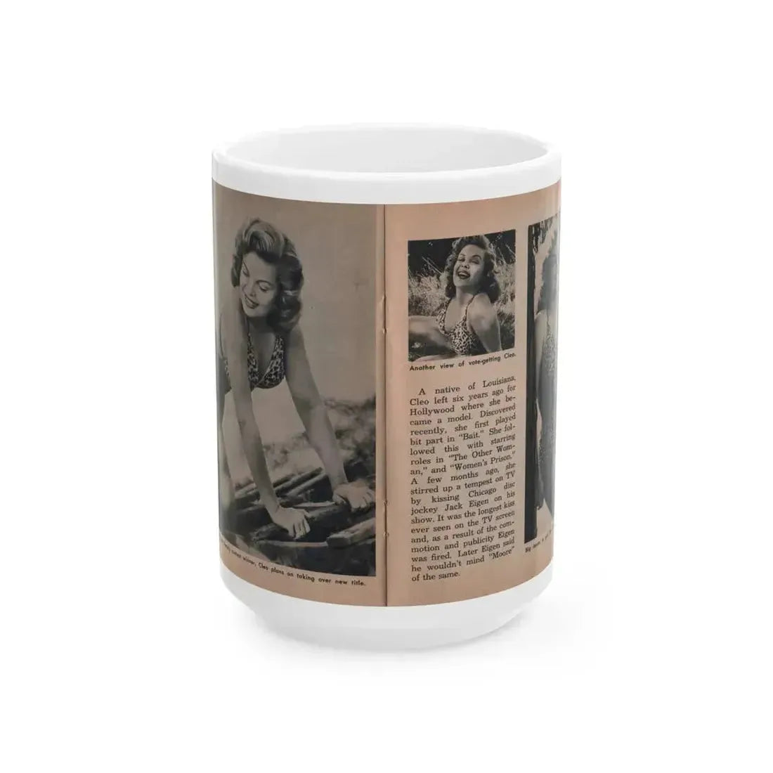 Cleo Moore #127 - Show Pocket Mag. '55 - 3 B&W Photos & Article (Vintage Female Icon) White Coffee Mug 15oz - Go Mug Yourself