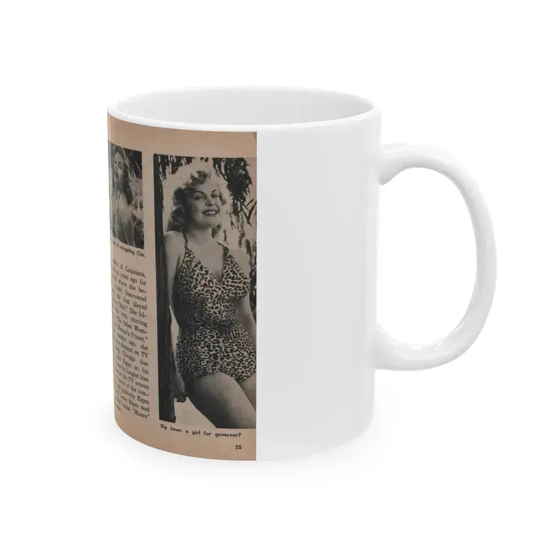 Cleo Moore #127 - Show Pocket Mag. '55 - 3 B&W Photos & Article (Vintage Female Icon) White Coffee Mug - Go Mug Yourself