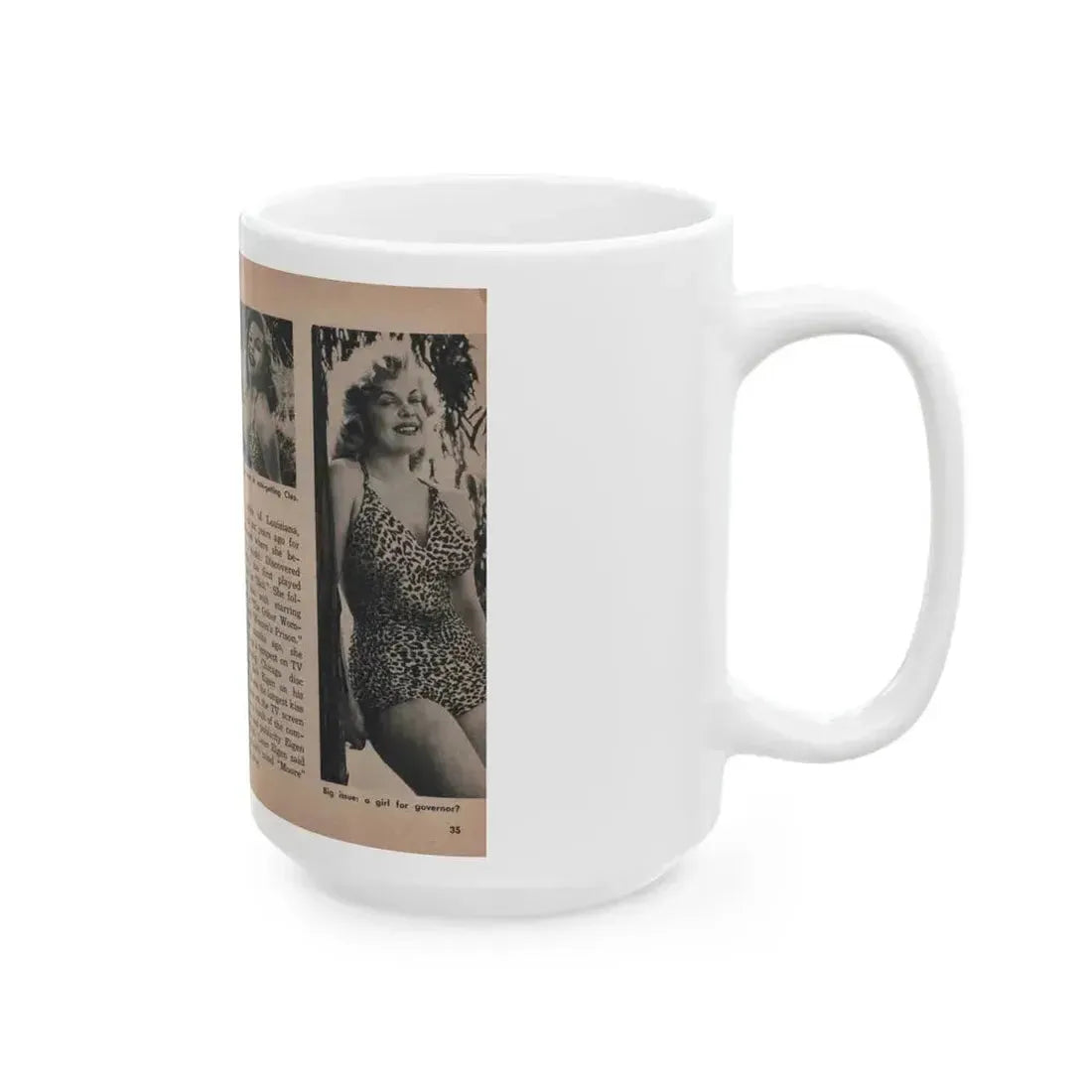 Cleo Moore #127 - Show Pocket Mag. '55 - 3 B&W Photos & Article (Vintage Female Icon) White Coffee Mug - Go Mug Yourself