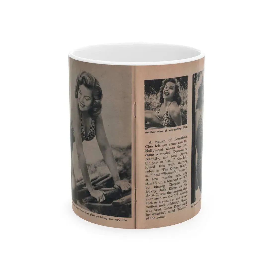 Cleo Moore #127 - Show Pocket Mag. '55 - 3 B&W Photos & Article (Vintage Female Icon) White Coffee Mug - Go Mug Yourself
