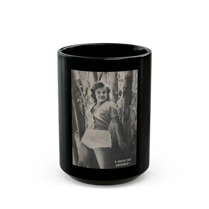 Cleo Moore #128 - Show Pocket Mag. '55 - Inside B&W Back Cover Photo (Vintage Female Icon) Black Coffee Mug 15oz - Go Mug Yourself