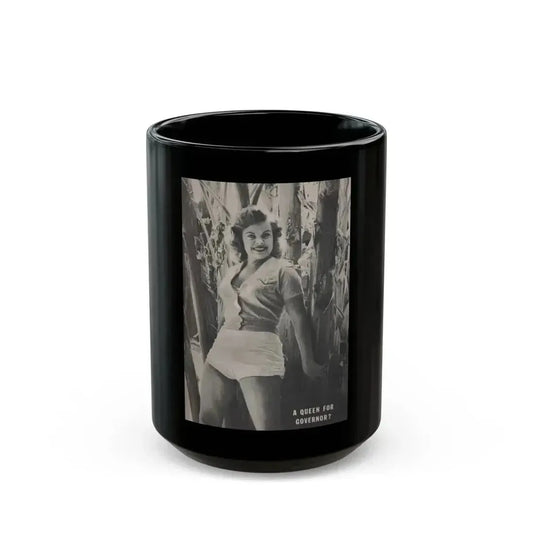 Cleo Moore #128 - Show Pocket Mag. '55 - Inside B&W Back Cover Photo (Vintage Female Icon) Black Coffee Mug 15oz - Go Mug Yourself