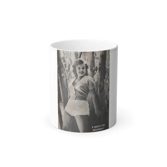 Cleo Moore #128 - Show Pocket Mag. '55 - Inside B&W Back Cover Photo (Vintage Female Icon) Color Changing Coffee Mug 11oz - Go Mug Yourself