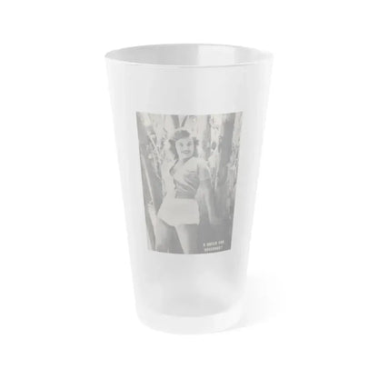 Cleo Moore #128 - Show Pocket Mag. '55 - Inside B&W Back Cover Photo (Vintage Female Icon) Frosted Pint Glass 16oz 16oz Frosted - Go Mug Yourself