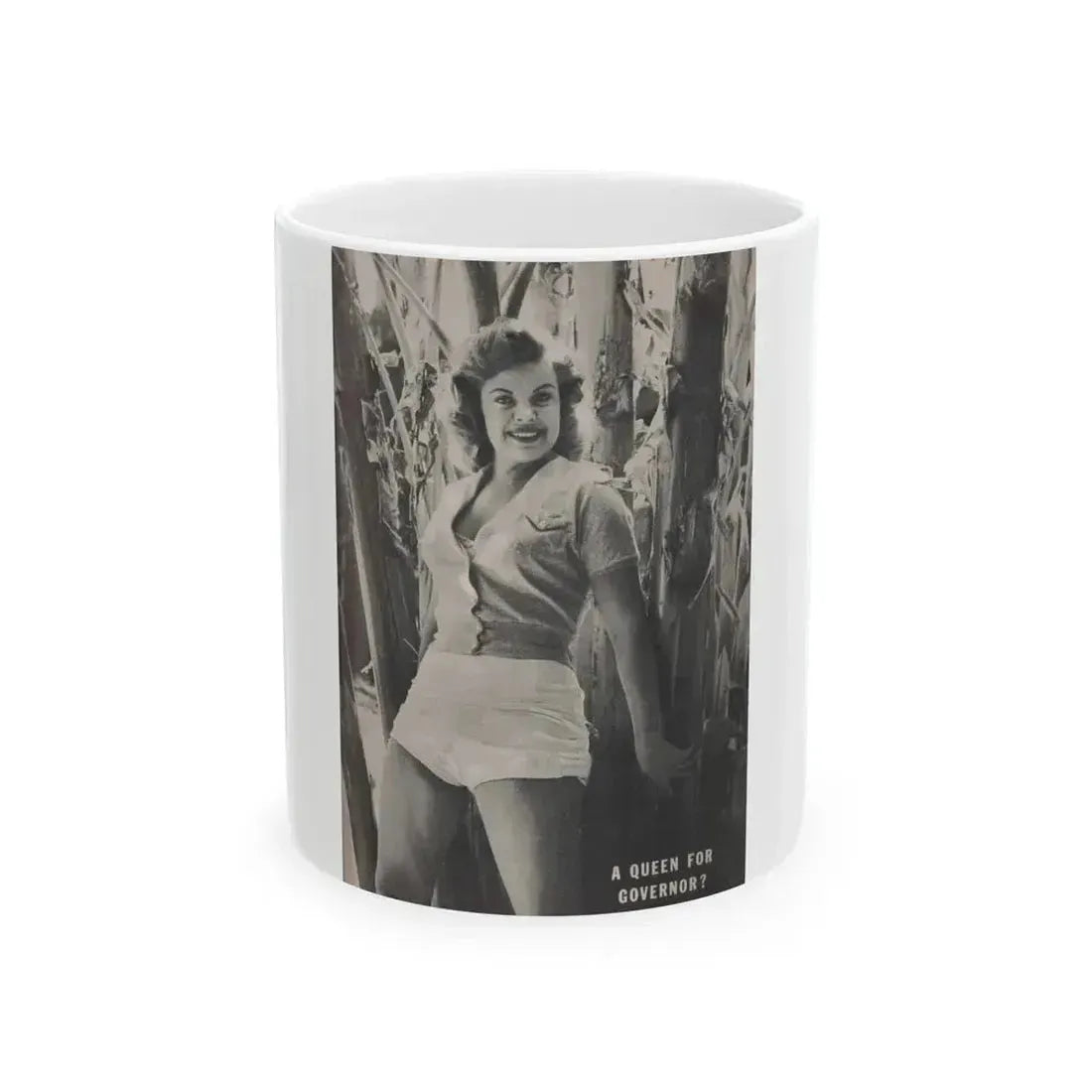 Cleo Moore #128 - Show Pocket Mag. '55 - Inside B&W Back Cover Photo (Vintage Female Icon) White Coffee Mug 11oz - Go Mug Yourself