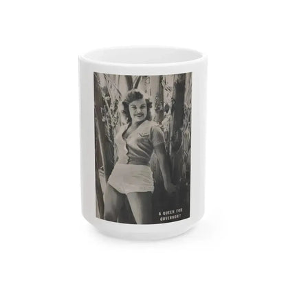 Cleo Moore #128 - Show Pocket Mag. '55 - Inside B&W Back Cover Photo (Vintage Female Icon) White Coffee Mug 15oz - Go Mug Yourself