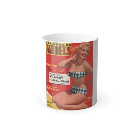 Cleo Moore #129 - Glamorous Models Mag. '51 - Cleo on Cover in Color (Vintage Female Icon) Color Changing Coffee Mug 11oz - Go Mug Yourself