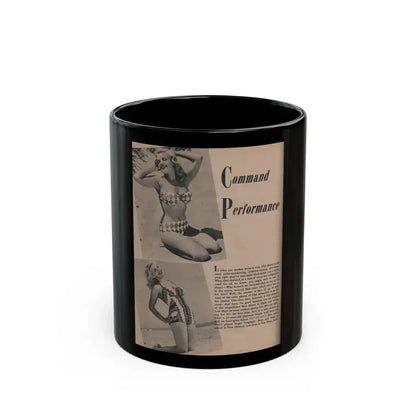 Cleo Moore #130 - Glamorous Models Mag. '51 - 2 B&W Photos & Article (Vintage Female Icon) Black Coffee Mug 11oz - Go Mug Yourself