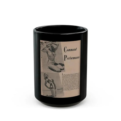 Cleo Moore #130 - Glamorous Models Mag. '51 - 2 B&W Photos & Article (Vintage Female Icon) Black Coffee Mug 15oz - Go Mug Yourself