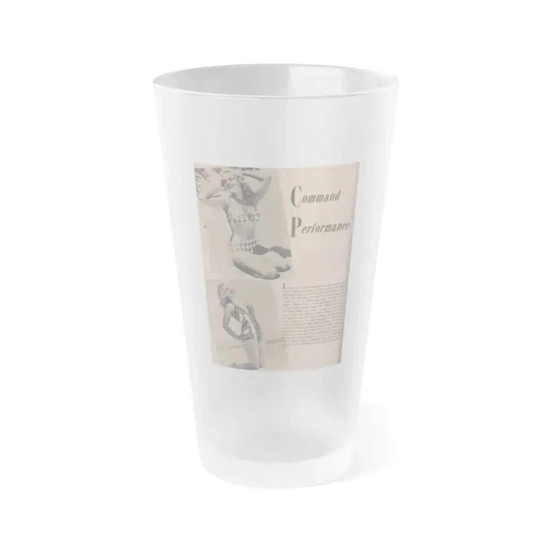 Cleo Moore #130 - Glamorous Models Mag. '51 - 2 B&W Photos & Article (Vintage Female Icon) Frosted Pint Glass 16oz 16oz Frosted - Go Mug Yourself