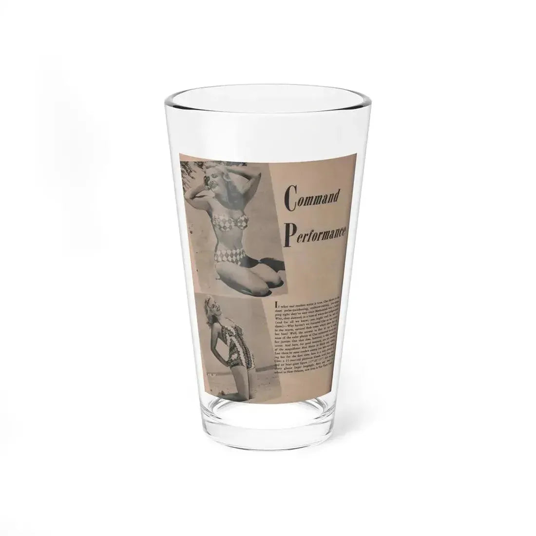 Cleo Moore #130 - Glamorous Models Mag. '51 - 2 B&W Photos & Article (Vintage Female Icon) Pint Glass 16oz 16oz - Go Mug Yourself