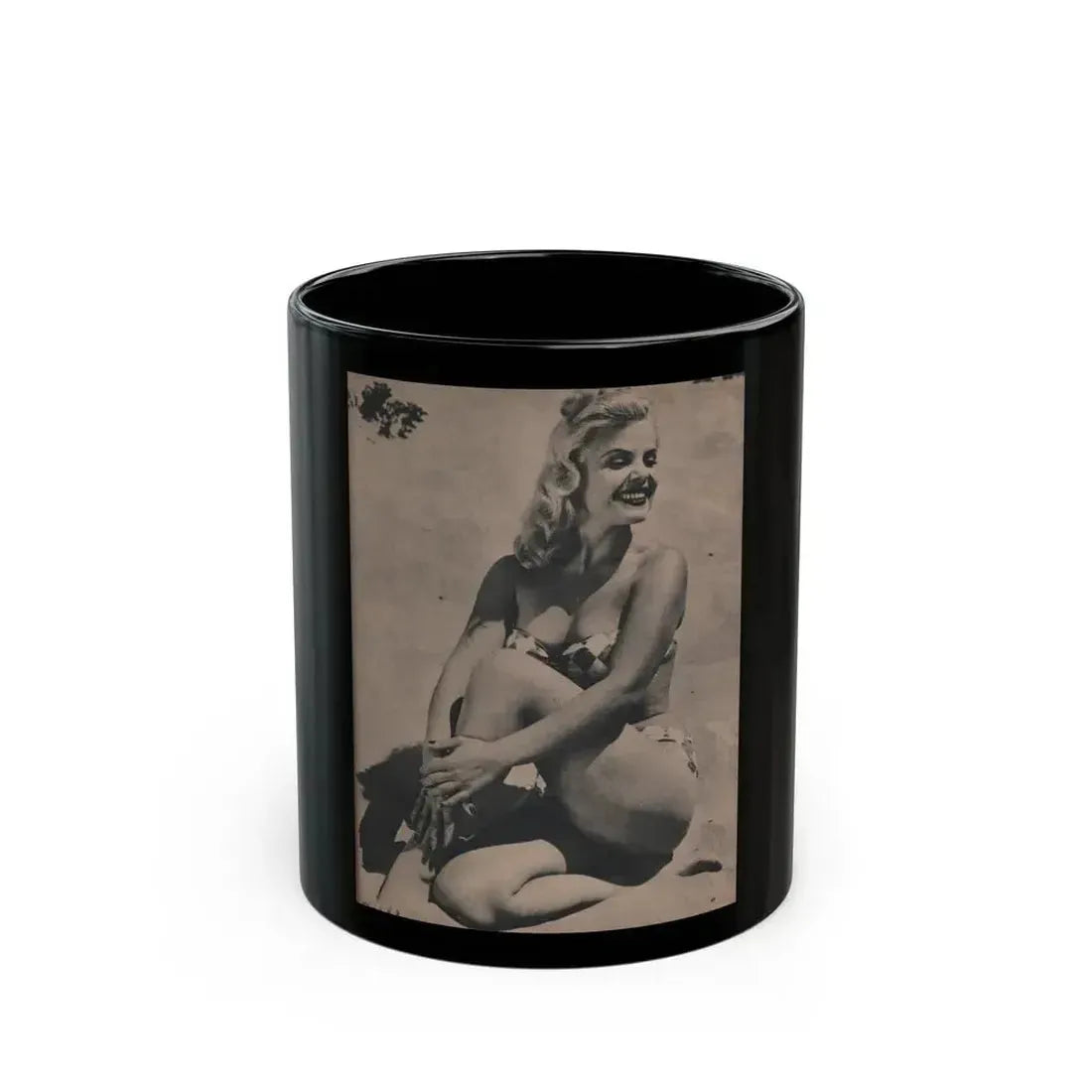 Cleo Moore #131 - Glamorous Models Mag. '51 - 1 B&W Photo (Vintage Female Icon) Black Coffee Mug 11oz - Go Mug Yourself