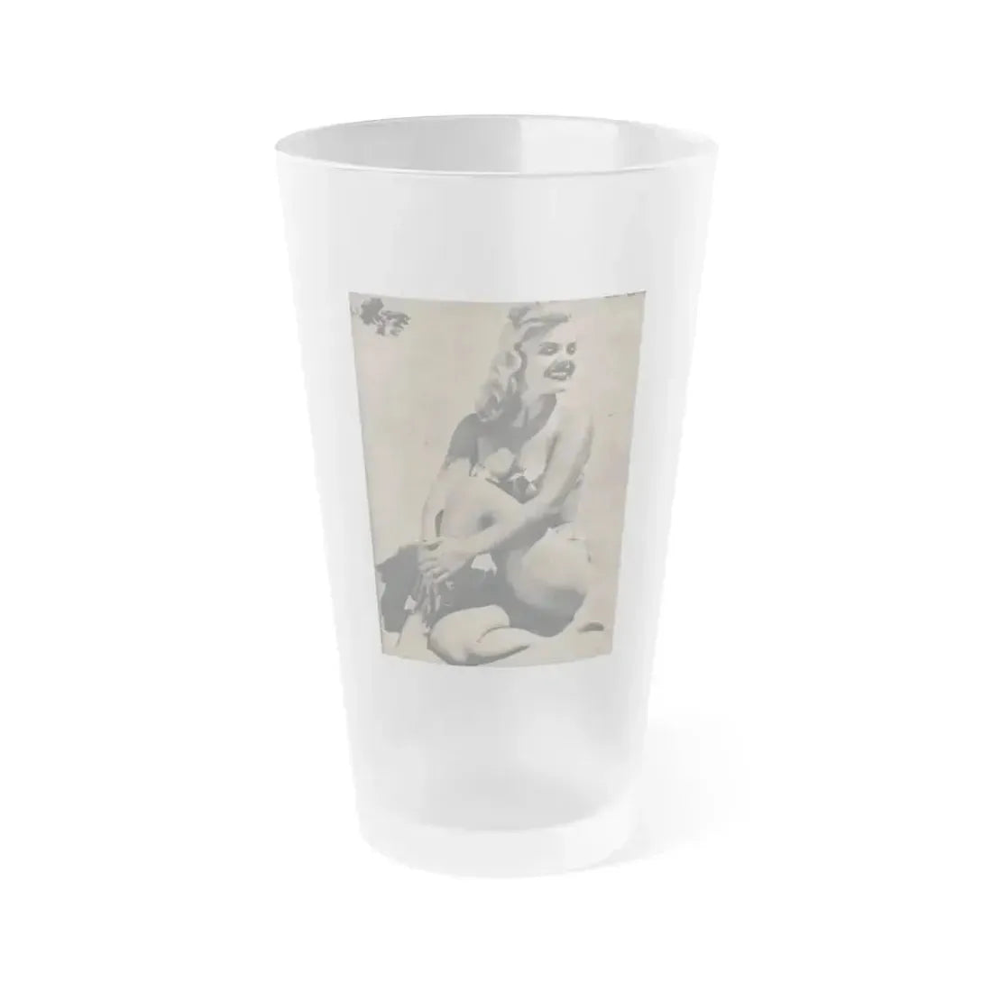 Cleo Moore #131 - Glamorous Models Mag. '51 - 1 B&W Photo (Vintage Female Icon) Frosted Pint Glass 16oz 16oz Frosted - Go Mug Yourself