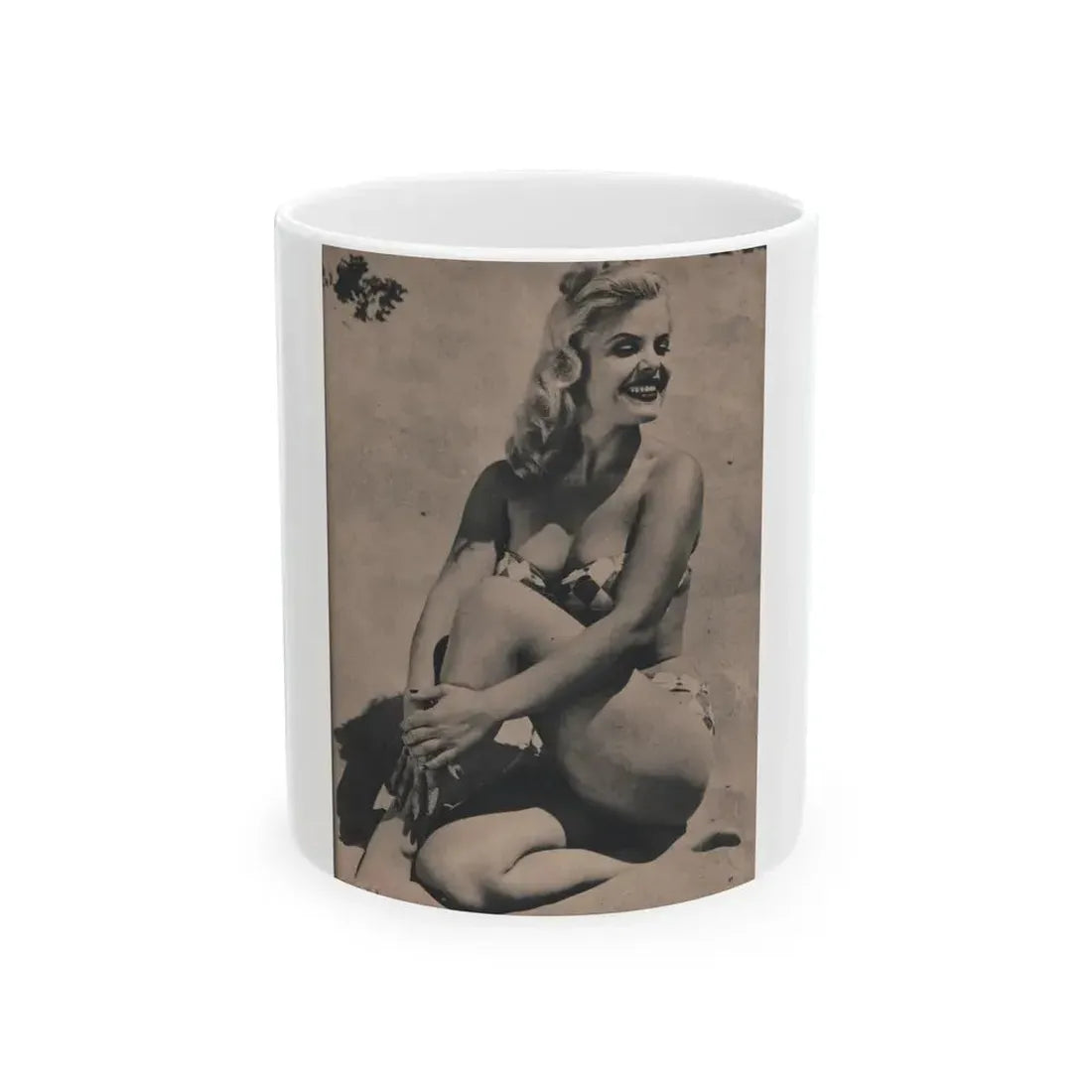 Cleo Moore #131 - Glamorous Models Mag. '51 - 1 B&W Photo (Vintage Female Icon) White Coffee Mug 11oz - Go Mug Yourself