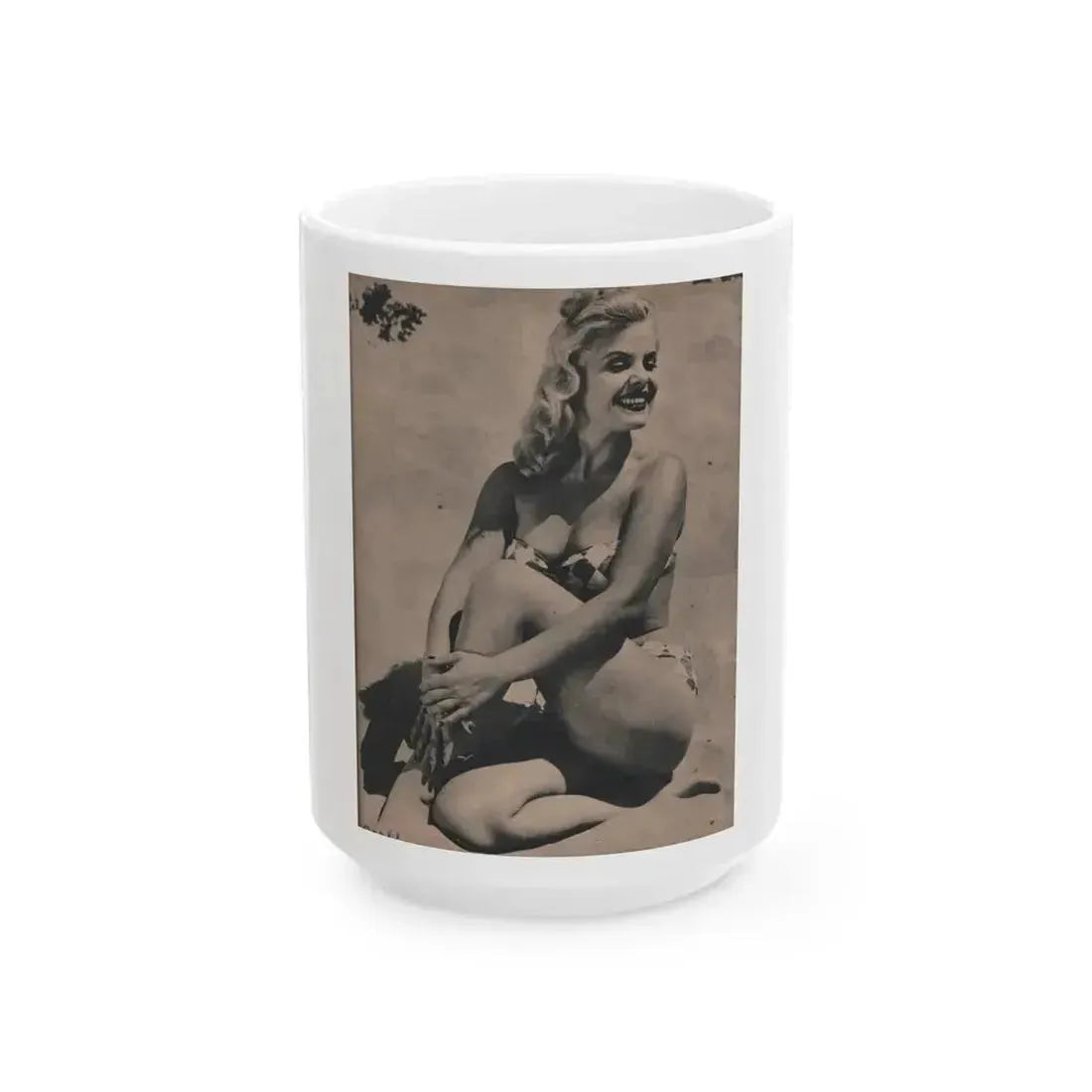 Cleo Moore #131 - Glamorous Models Mag. '51 - 1 B&W Photo (Vintage Female Icon) White Coffee Mug 15oz - Go Mug Yourself