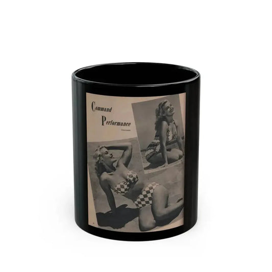 Cleo Moore #132 - Glamorous Models Mag. '51 - 2 B&W Photos (Vintage Female Icon) Black Coffee Mug 11oz - Go Mug Yourself