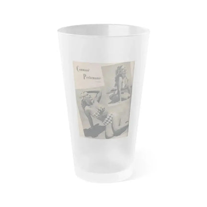 Cleo Moore #132 - Glamorous Models Mag. '51 - 2 B&W Photos (Vintage Female Icon) Frosted Pint Glass 16oz 16oz Frosted - Go Mug Yourself