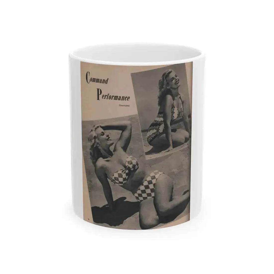 Cleo Moore #132 - Glamorous Models Mag. '51 - 2 B&W Photos (Vintage Female Icon) White Coffee Mug 11oz - Go Mug Yourself