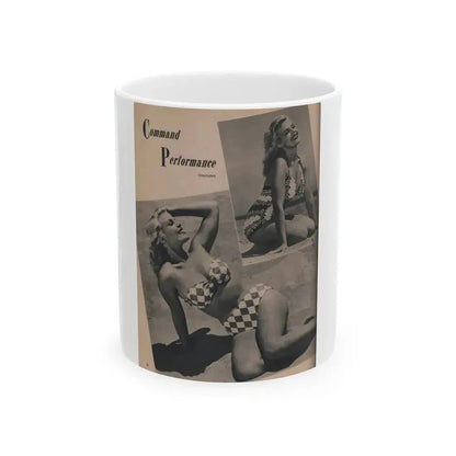 Cleo Moore #132 - Glamorous Models Mag. '51 - 2 B&W Photos (Vintage Female Icon) White Coffee Mug 11oz - Go Mug Yourself
