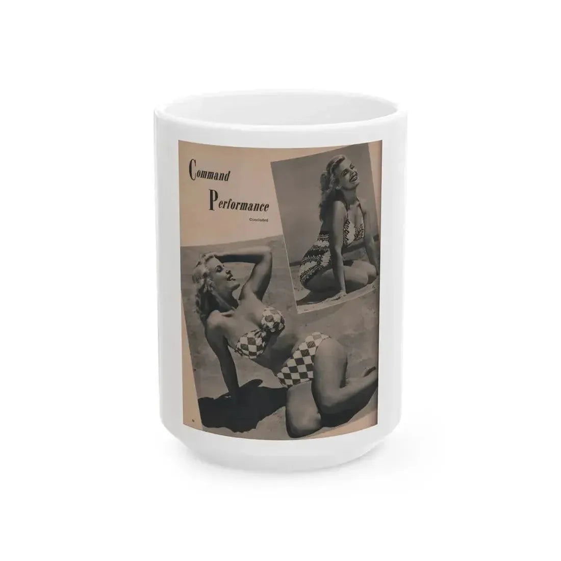 Cleo Moore #132 - Glamorous Models Mag. '51 - 2 B&W Photos (Vintage Female Icon) White Coffee Mug 15oz - Go Mug Yourself