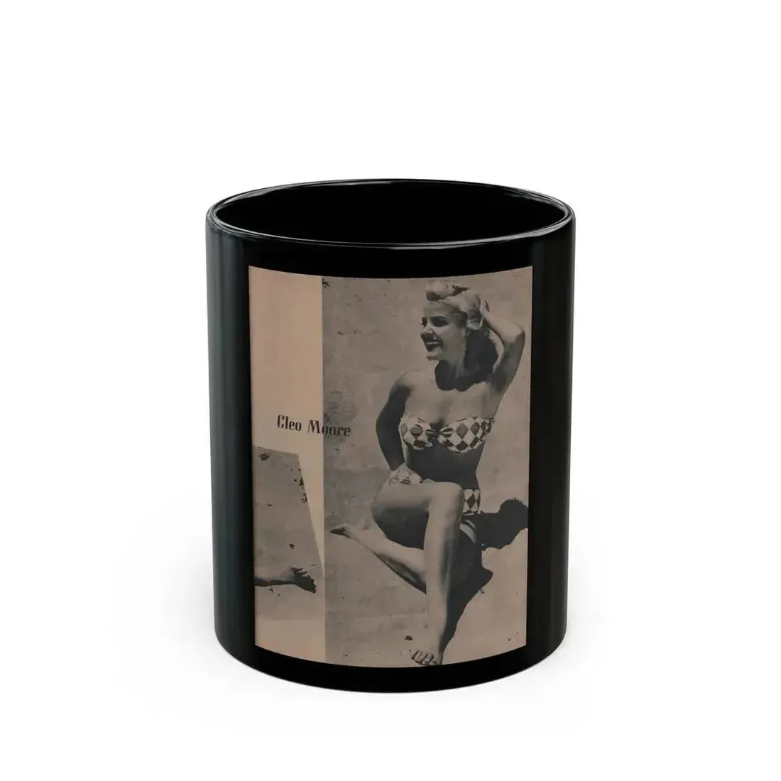Cleo Moore #133 - Glamorous Models Mag. '51 - 1 B&W Photo (Vintage Female Icon) Black Coffee Mug 11oz - Go Mug Yourself