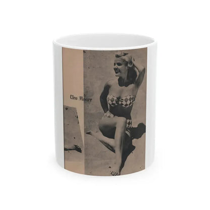 Cleo Moore #133 - Glamorous Models Mag. '51 - 1 B&W Photo (Vintage Female Icon) White Coffee Mug 11oz - Go Mug Yourself