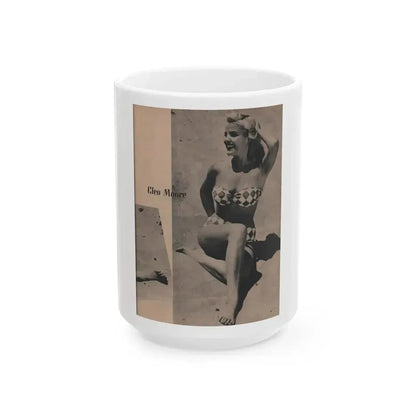 Cleo Moore #133 - Glamorous Models Mag. '51 - 1 B&W Photo (Vintage Female Icon) White Coffee Mug 15oz - Go Mug Yourself