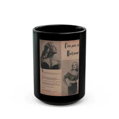 Cleo Moore #134 - Glamorous Models Mag. '50 - 2 B&W Photos & Article (Vintage Female Icon) Black Coffee Mug 15oz - Go Mug Yourself