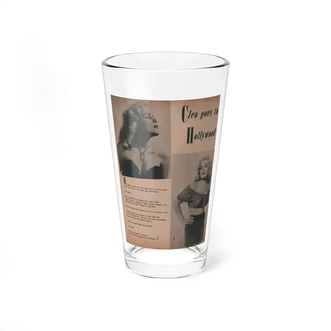 Cleo Moore #134 - Glamorous Models Mag. '50 - 2 B&W Photos & Article (Vintage Female Icon) Pint Glass 16oz 16oz - Go Mug Yourself
