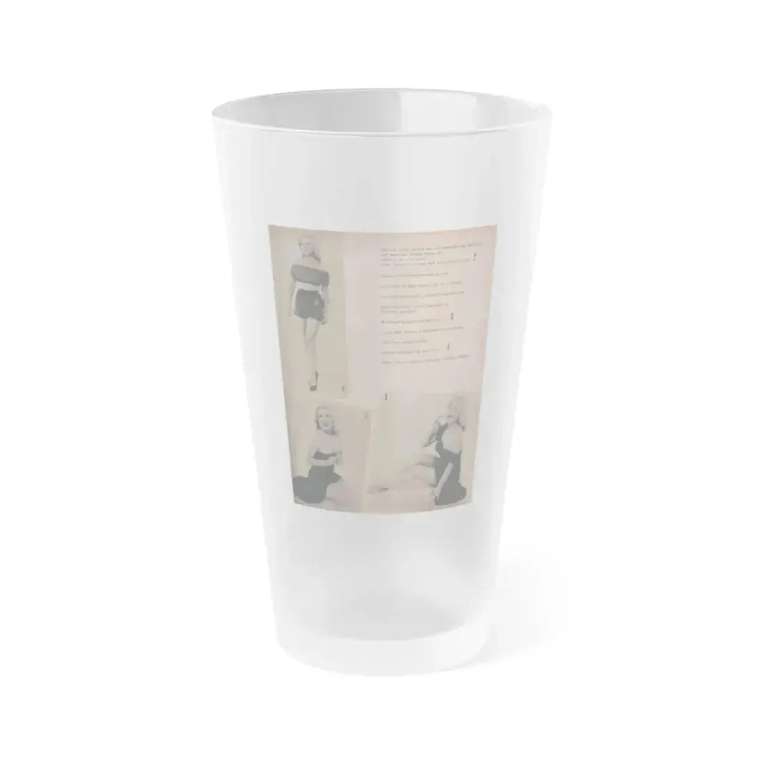 Cleo Moore #135 - Glamorous Models Mag. '50 - 3 B&W Photos (Vintage Female Icon) Frosted Pint Glass 16oz 16oz Frosted - Go Mug Yourself