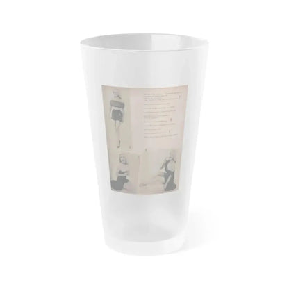 Cleo Moore #135 - Glamorous Models Mag. '50 - 3 B&W Photos (Vintage Female Icon) Frosted Pint Glass 16oz 16oz Frosted - Go Mug Yourself