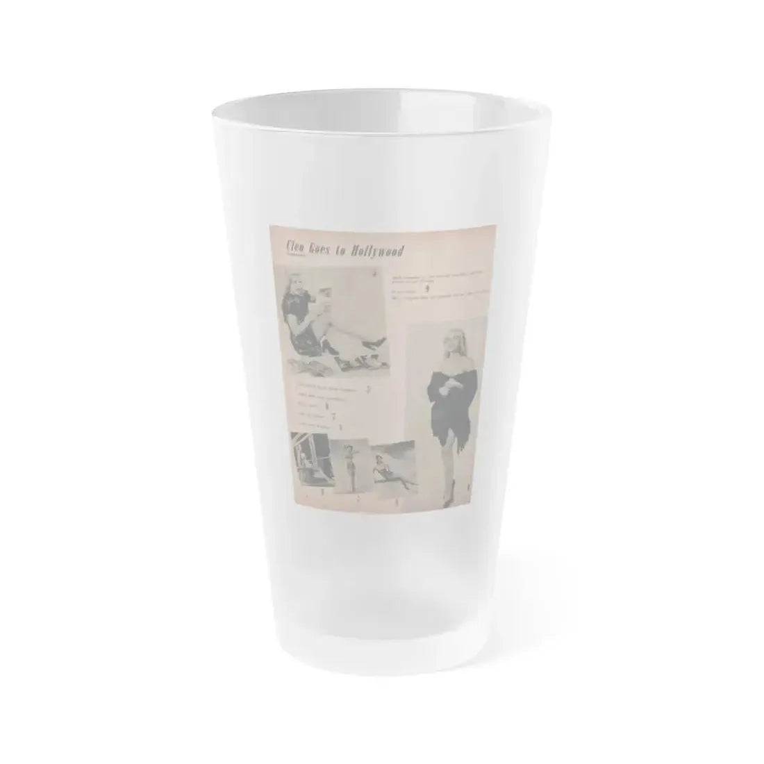 Cleo Moore #136 - Glamorous Models Mag. '50 - 2 B&W Photos (Vintage Female Icon) Frosted Pint Glass 16oz - Go Mug Yourself