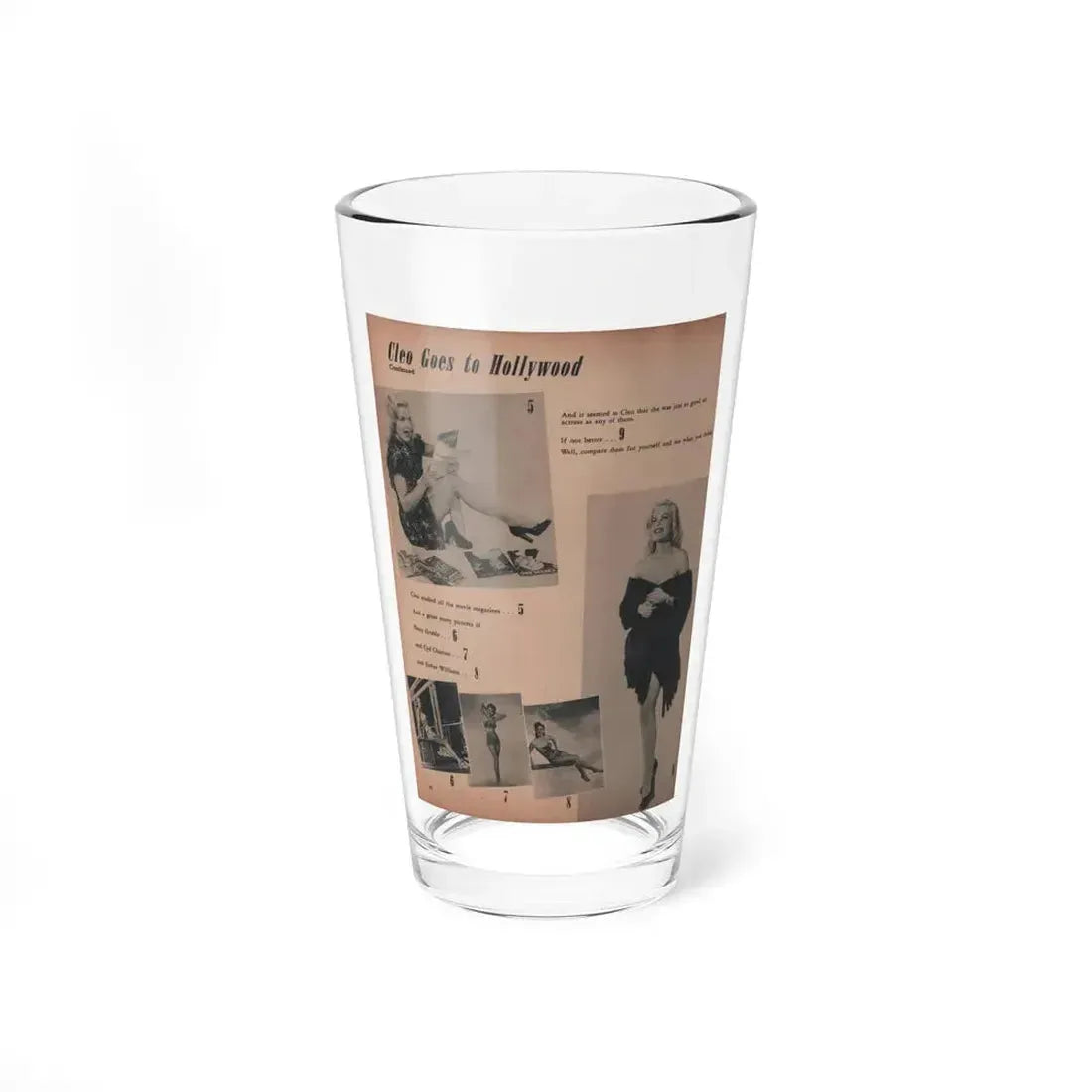 Cleo Moore #136 - Glamorous Models Mag. '50 - 2 B&W Photos (Vintage Female Icon) Pint Glass 16oz 16oz - Go Mug Yourself