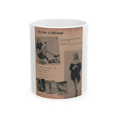 Cleo Moore #136 - Glamorous Models Mag. '50 - 2 B&W Photos (Vintage Female Icon) White Coffee Mug 11oz - Go Mug Yourself