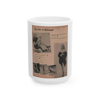 Cleo Moore #136 - Glamorous Models Mag. '50 - 2 B&W Photos (Vintage Female Icon) White Coffee Mug 15oz - Go Mug Yourself