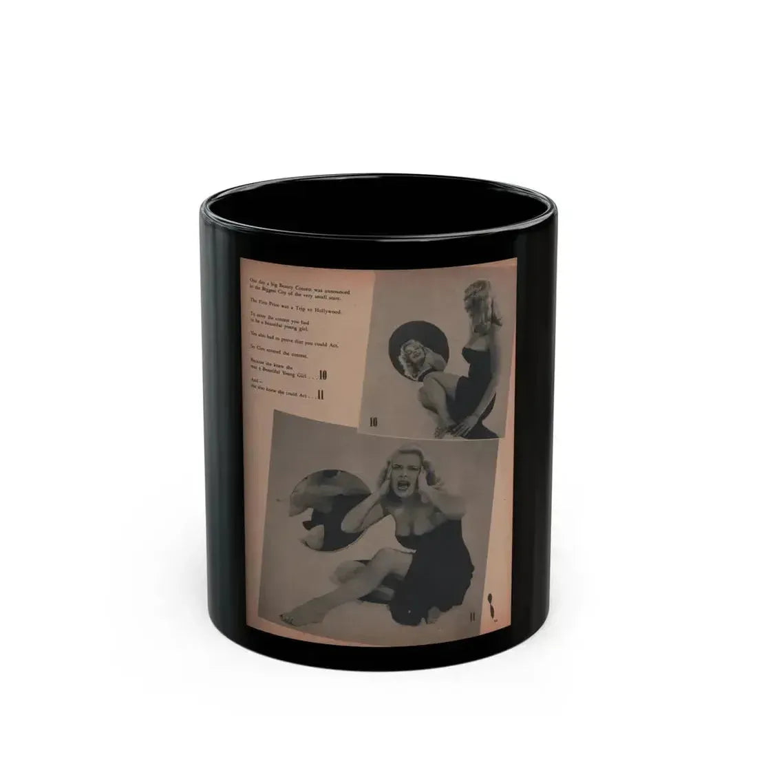 Cleo Moore #137 - Glamorous Models Mag. '50 - 2 B&W Photos (Vintage Female Icon) Black Coffee Mug 11oz - Go Mug Yourself