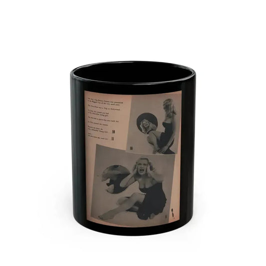 Cleo Moore #137 - Glamorous Models Mag. '50 - 2 B&W Photos (Vintage Female Icon) Black Coffee Mug 11oz - Go Mug Yourself