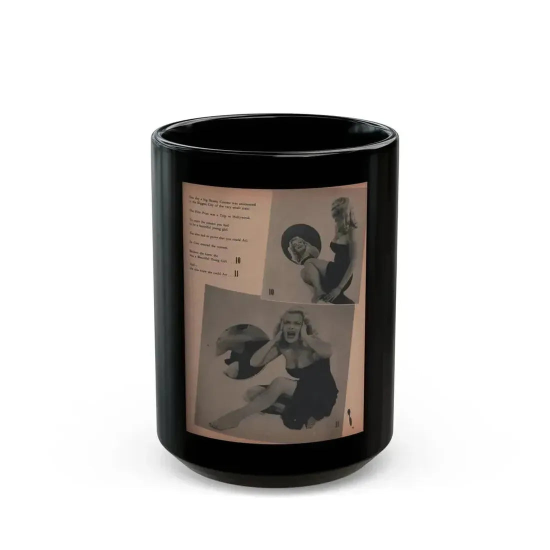 Cleo Moore #137 - Glamorous Models Mag. '50 - 2 B&W Photos (Vintage Female Icon) Black Coffee Mug 15oz - Go Mug Yourself