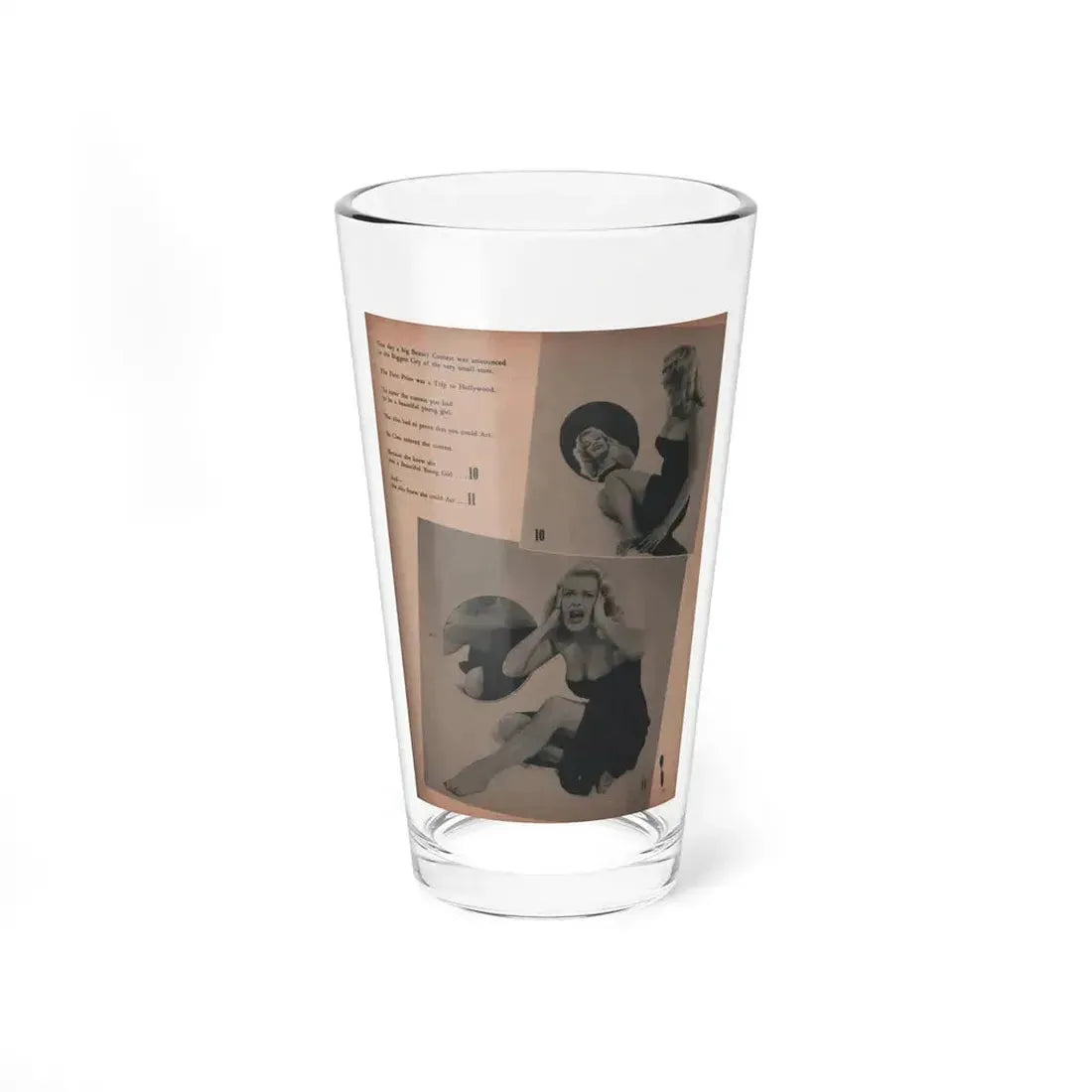 Cleo Moore #137 - Glamorous Models Mag. '50 - 2 B&W Photos (Vintage Female Icon) Pint Glass 16oz 16oz - Go Mug Yourself