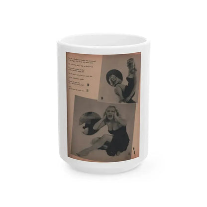 Cleo Moore #137 - Glamorous Models Mag. '50 - 2 B&W Photos (Vintage Female Icon) White Coffee Mug 15oz - Go Mug Yourself
