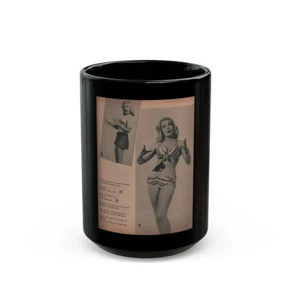 Cleo Moore #139 - Glamorous Models Mag. '50 - 2 B&W Photos (Vintage Female Icon) Black Coffee Mug 15oz - Go Mug Yourself