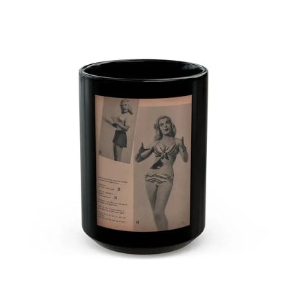 Cleo Moore #139 - Glamorous Models Mag. '50 - 2 B&W Photos (Vintage Female Icon) Black Coffee Mug 15oz - Go Mug Yourself