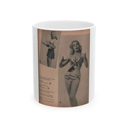 Cleo Moore #139 - Glamorous Models Mag. '50 - 2 B&W Photos (Vintage Female Icon) White Coffee Mug 11oz - Go Mug Yourself