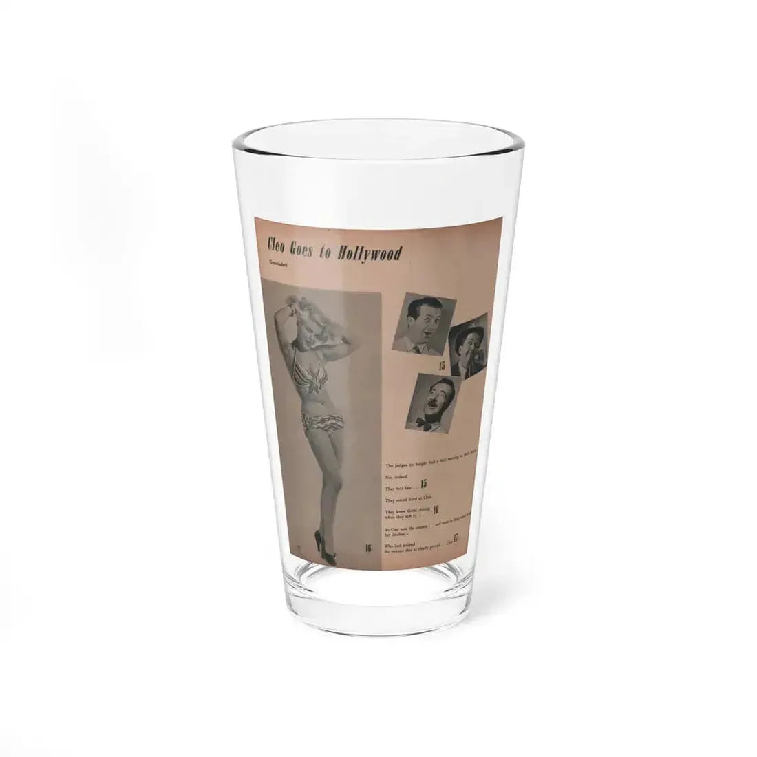 Cleo Moore #140 - Glamorous Models Mag. '50 - 1 B&W Photo (Vintage Female Icon) Pint Glass 16oz 16oz - Go Mug Yourself